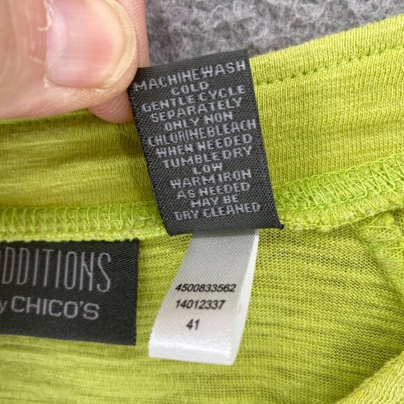 Chicos Top Womens 1 US Medium Green Roll Tab Long Sleeve Ruched Collar Pullover* - Picture 8 of 11